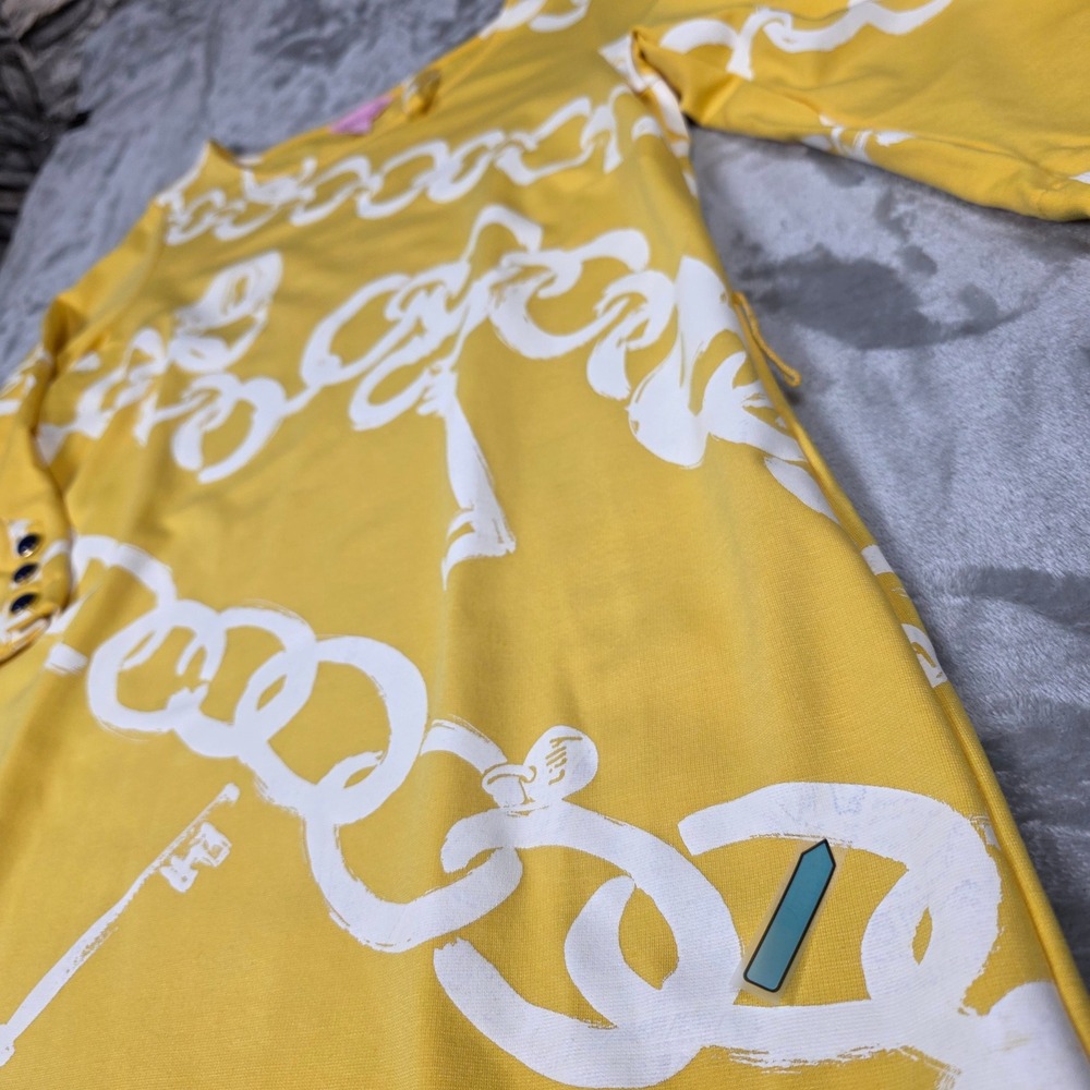 Lilly Pulitzer Yellow & White Chain Print Midi Dress - Picture 5 of 12